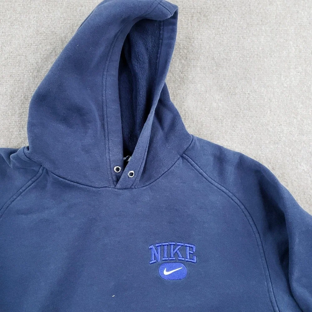 Vintage Nike Hoodie Mens Medium Blue Pullover Hooded Kangaroo Pocket Logo‎